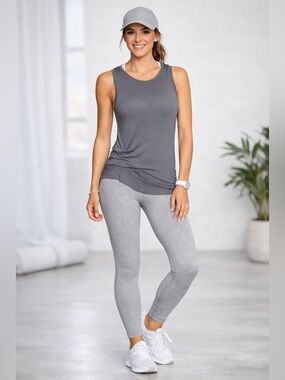Athleta Threadlight Front Twist Tank Gray Small Athleisure Yoga Lightweight